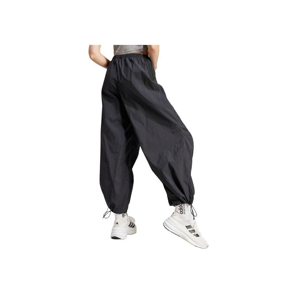 Adidas Solid Color Elastic Waistband Adjustable Cuffs Casual Pants Women Bottoms Black IQ4827