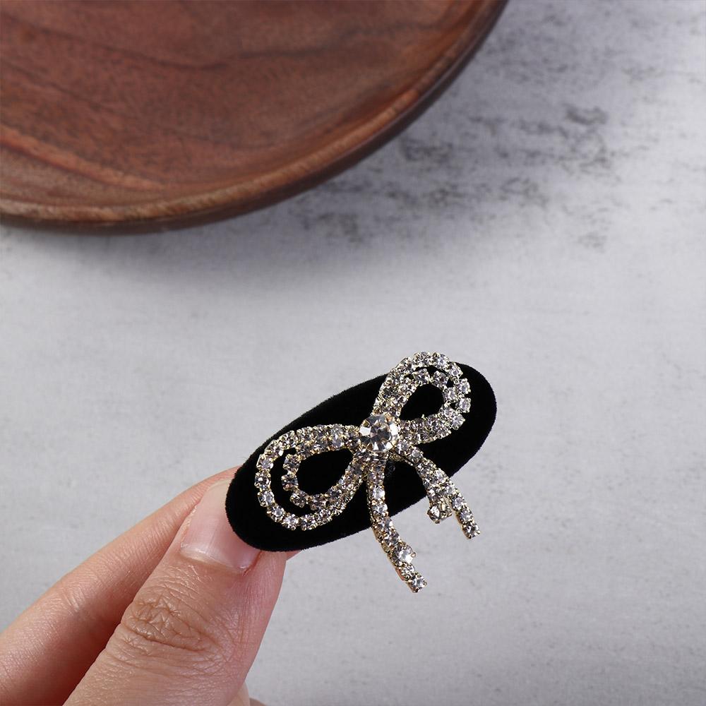 Zircon Heart Rhinestone Velvet Duckbill Clip Girls Hair Clip Korean Style Hairpin Sweet Barrettes