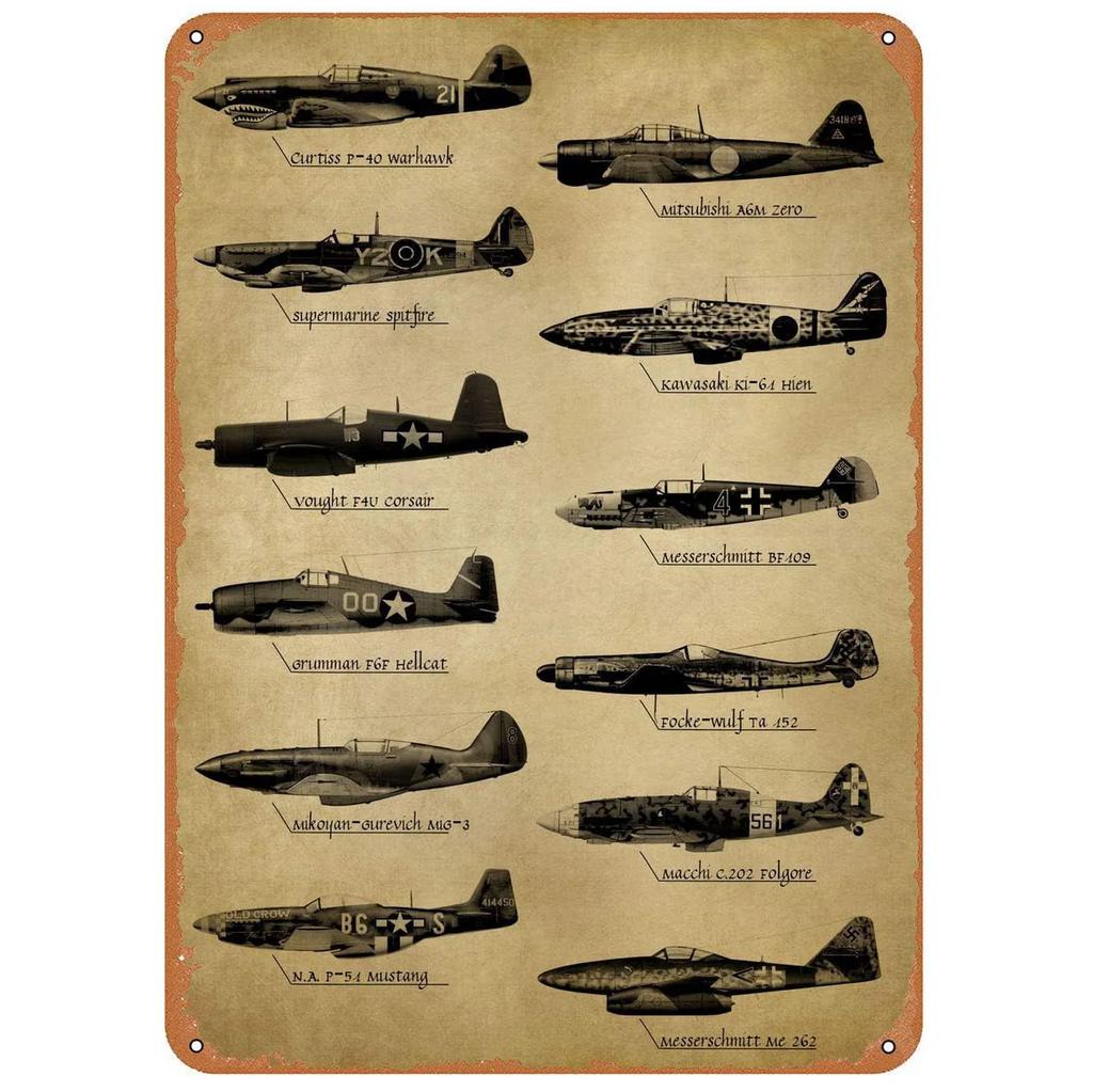 Vintage Fight Plane Metal Tin Signs Plaque Plate Retro Wall Art Posters for Man Cave Bar Pub Clubs Cafe Iron Painting Decoration