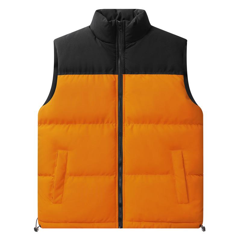 Vest Men's Loose Casual Waistcoat Autumn and Winter Stand-up Collar Thickened Jacket Men's Color Matching Warm Windproof Jacket Men's