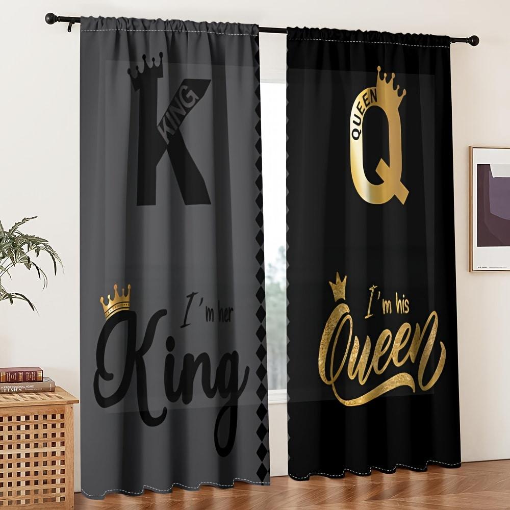 

2pc Black Gold Coronation Curtains, French Light Luxury Style, Suitable for Bedrooms&Living Rooms, Rod Pocket Decorative Curtain 53x116CM-2PC