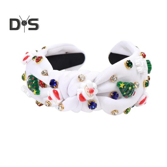 

Різдвяна пов язка на голову Жіноча пов язка на голову з міні-ялинкою зі стразами Легка святкова пов язка на голову Аксесуар для волосся для вечірок білий