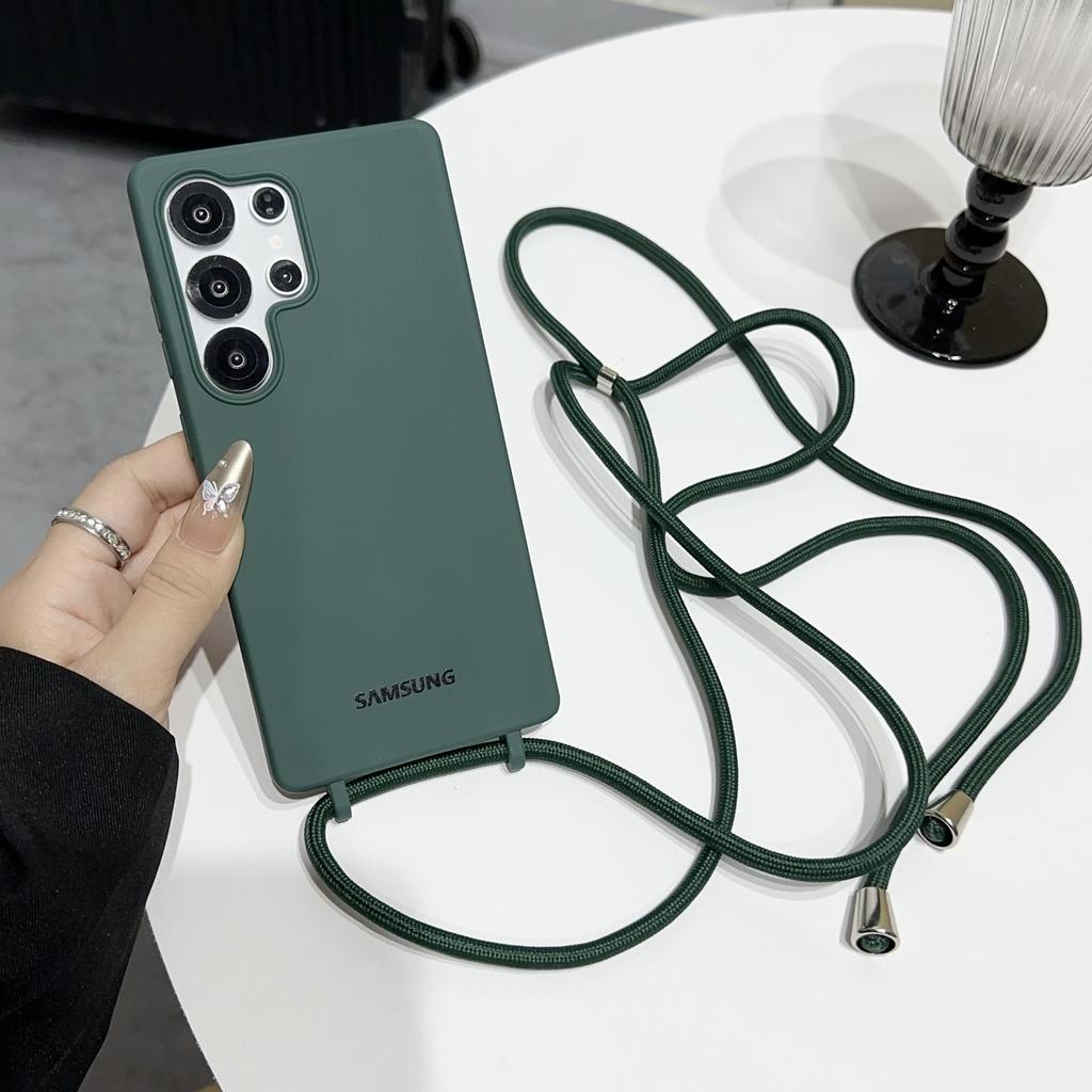 Crossbody Necklace Lanyard Cord Case Samsung Galaxy S25 S26 S24 S23 S22 S21 Ultra Plus S20 FE A32 A52 A72 A73 TPU Soft Cover