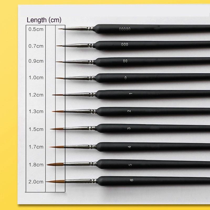 Borrence Miniature Hook Line Pen Art Paint Brushes 4/5/8/10/11pcs for Gouache Acrylic Watercolor Oil Paints Artists Hand Painted