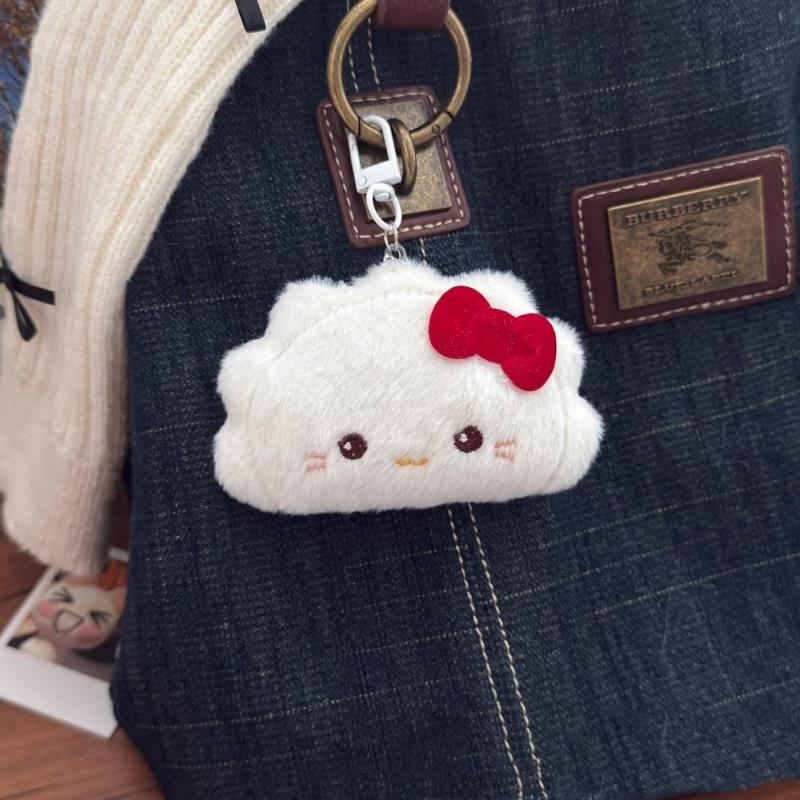 Cute Cartoon Plush Dumpling Keychain Doll Pendant Keychain Kawaii Backpack Hanging Ornament Decoration Accessories Gifts