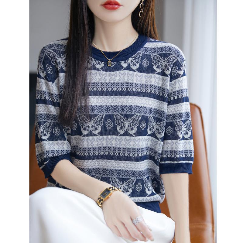 

Летняя женская трикотажная футболка с коротким рукавом, дышащая футболка из ледяного шелка для женщин 3XL