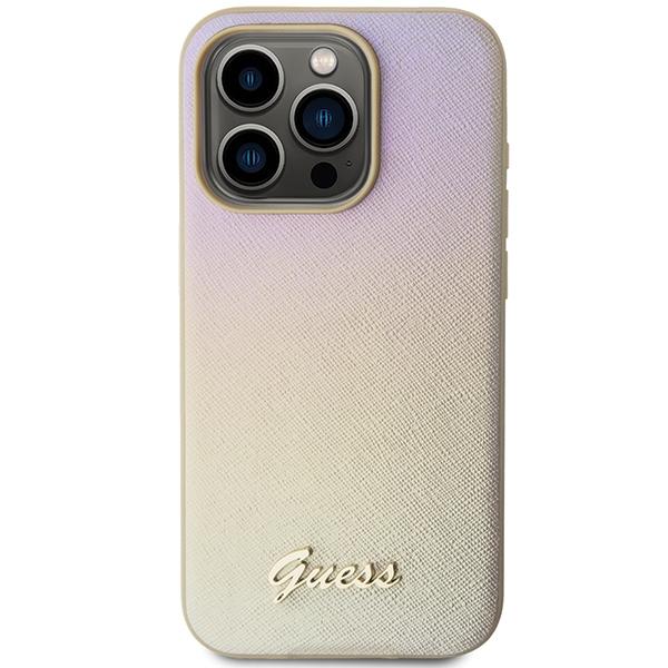Guess Guhcp15Lpsairsd Iphone 15 Pro 6.1 Złoty/Gold Hardcase Saffiano Iridescent Script