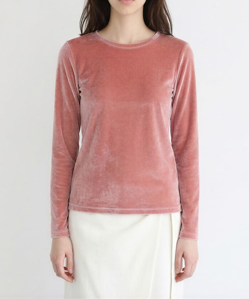 Peulmo Velvet Long Sleeve Top [Dark Green]