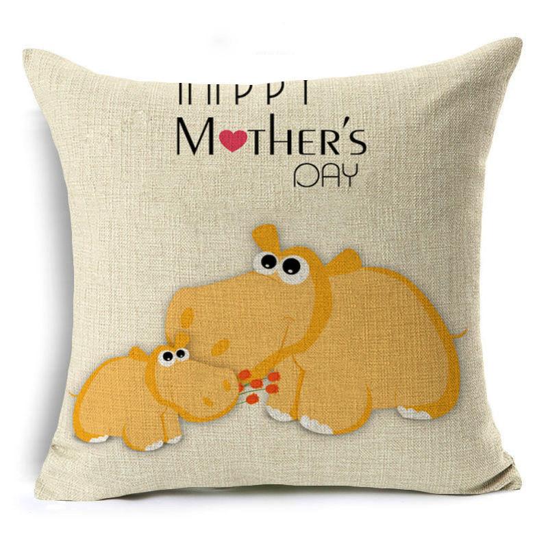 New Mother's Day Gift Text Love Pattern Pillowcase Linen Print Decorative Pillow Cushion Cover