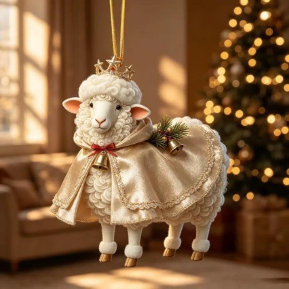 Cartoon Christmas Tree Ornament Hanging Pendant Holiday Decor Durable Sheep Ornament Home