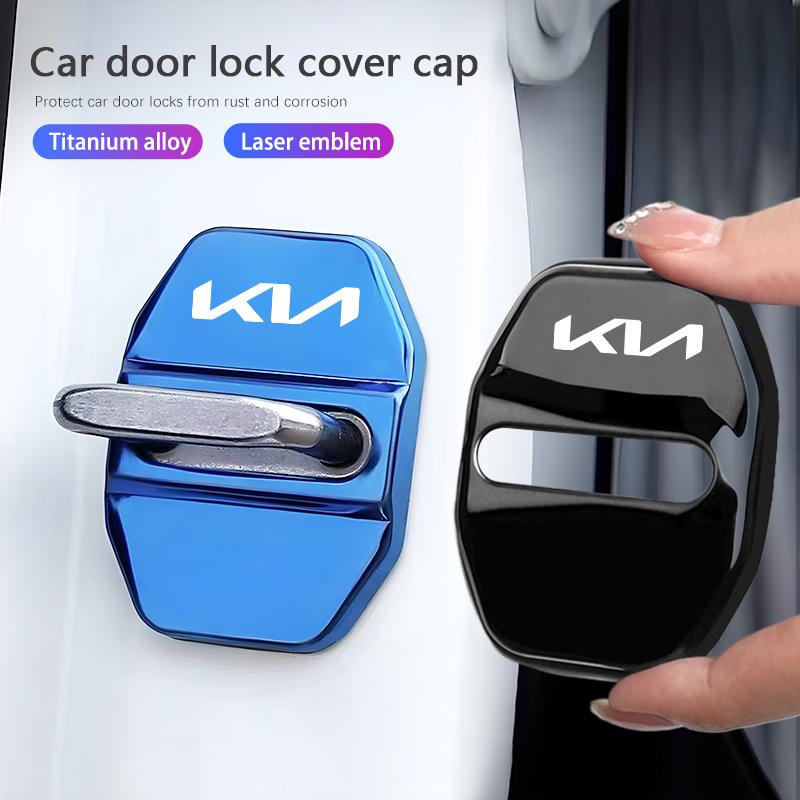 Titanium Alloy Car Door Lock Protective Cover Metal Cap For KIA K3 Sportage Carnival K5 Seltos Pegas KX1 EV5 Sonet EV6 K4 EV3