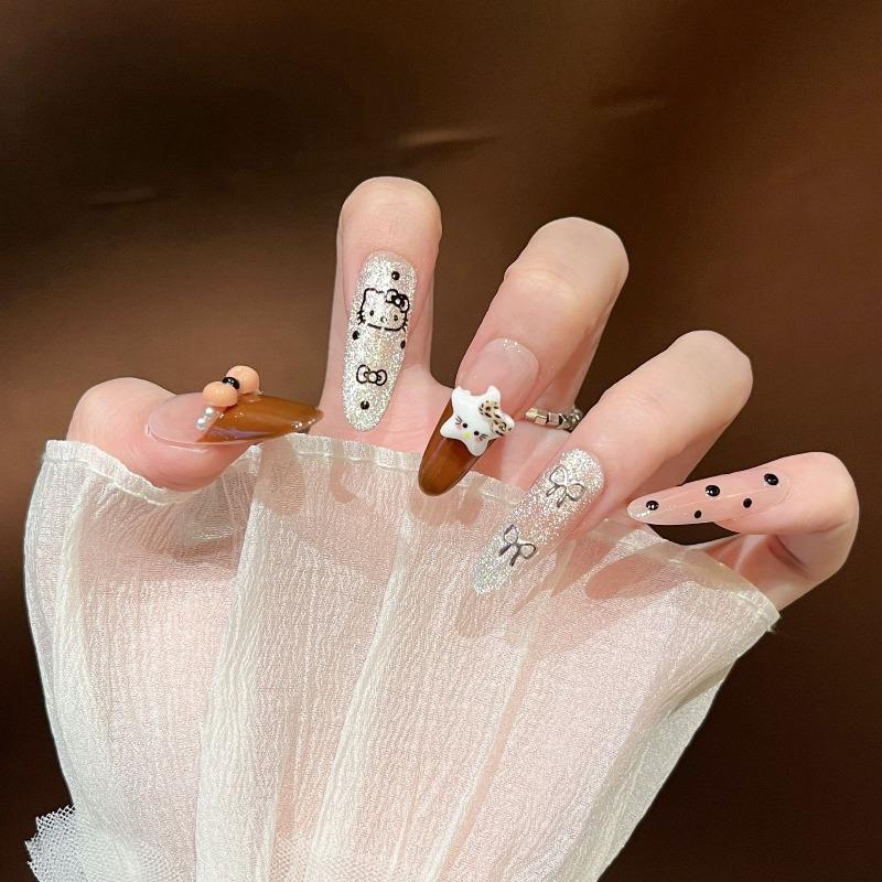 Cat's Eye Wearing Nail Pure Hand-made Nail Piece Fake Nail Wearing Nail Piece Advanced Sense Thin Dog Long