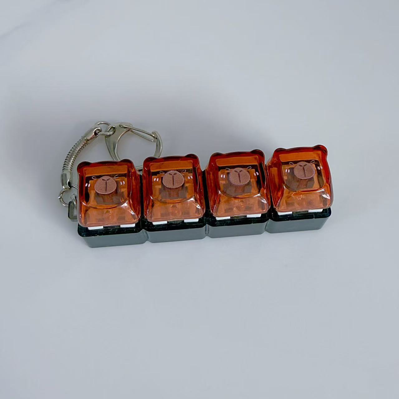 Porte-clés Clavier Capybara Mignon 4 Touches Clavier Jouets Anti-Stress Porte-clés Pendentif Sac Décoration Suspendue Couple Cadeau brown