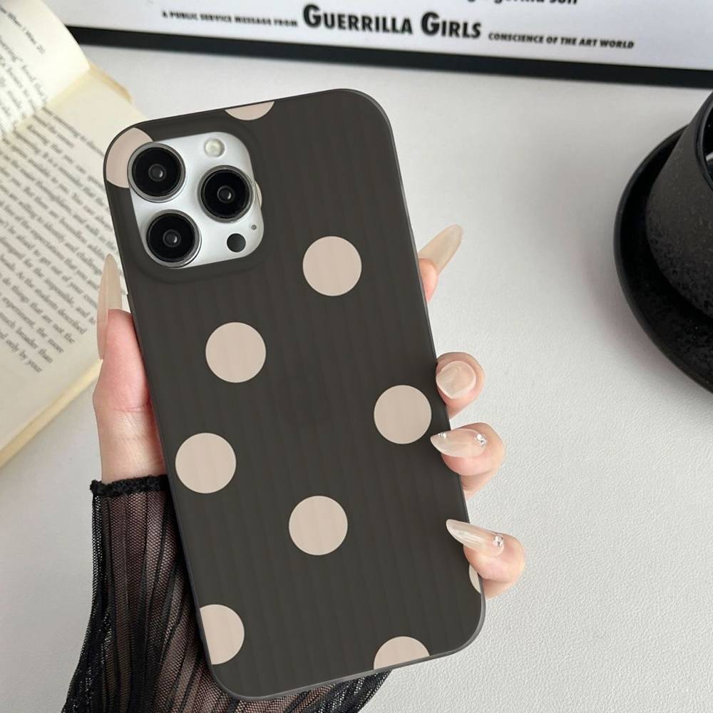 Simple Black White Polka Dot Corrugated Pattern For iPhone 17 16 15 14 13 12 11 16 Pro Max Plus Pro Non-slip Phone Cover