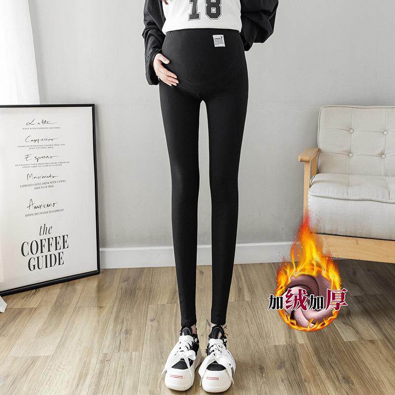 Maternity leggings spring and autumn outer wear cotton large size autumn trousers velvet support 0 kg pregnant women nine-point pants