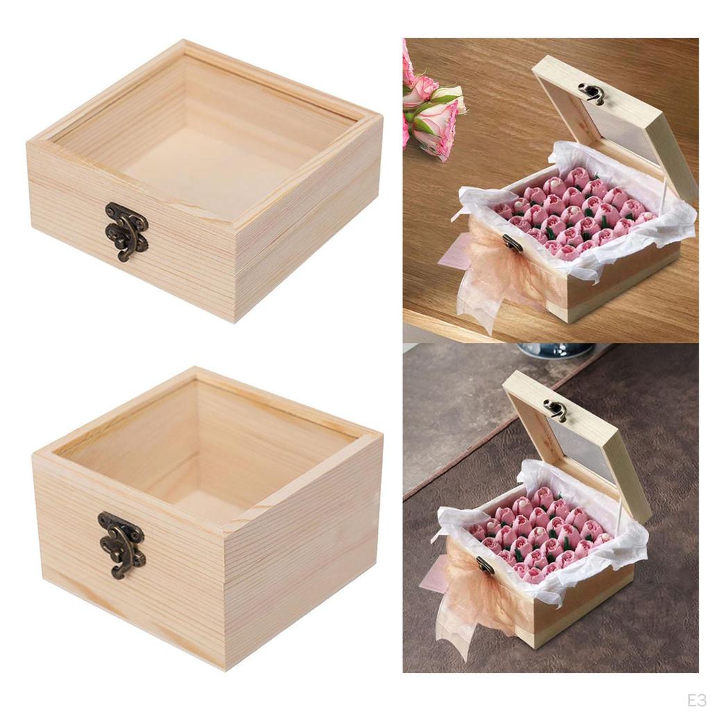 Elegant Wooden Jewelry Storage Box with Glass Lid