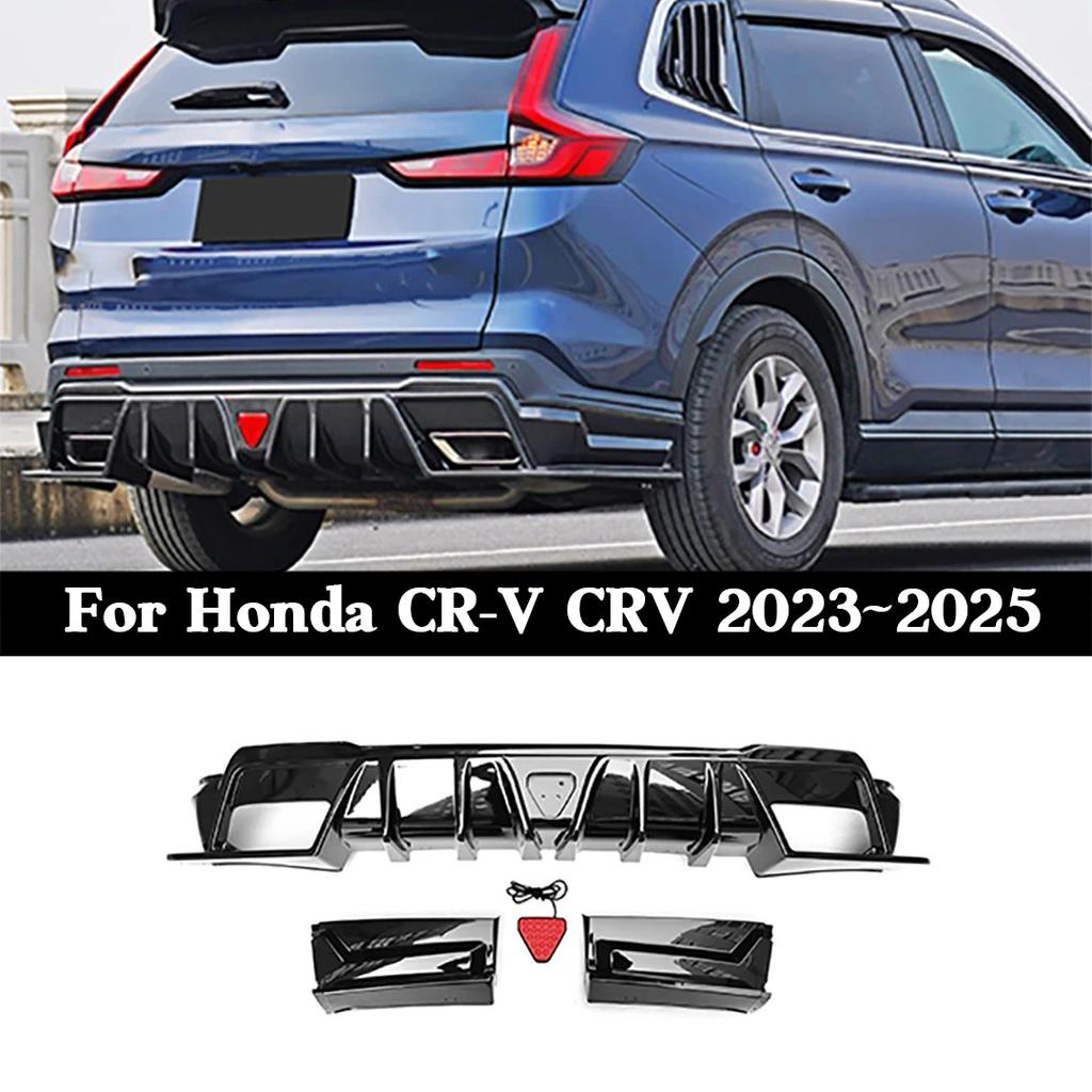 For Honda CR-V CRV Hybrid 2023-2025 Rear Bumper Diffuser with LED Light, Rear Lip Spoiler Skid Guard Underbody Styling Trim