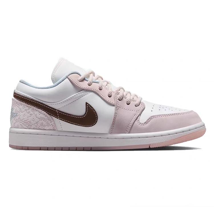 Jordan Air Jordan 1 Abrasion Resistant Slip Resistant Low Top Vintage Basketball Shoes Women's Pink White IB8859-101(Team181-)