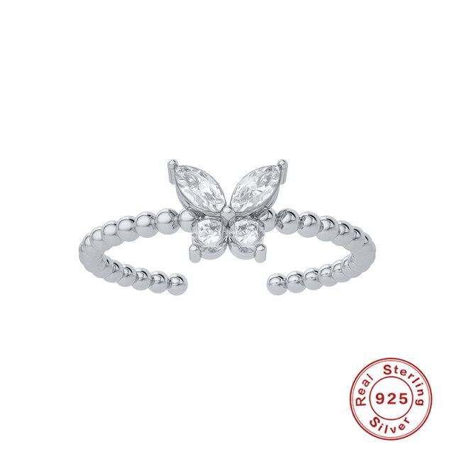 Sterling Silver Sweet Double Layer Star Moon Opening Ring For Women Finger Ring Engagement Wedding Jewelry Wholesale