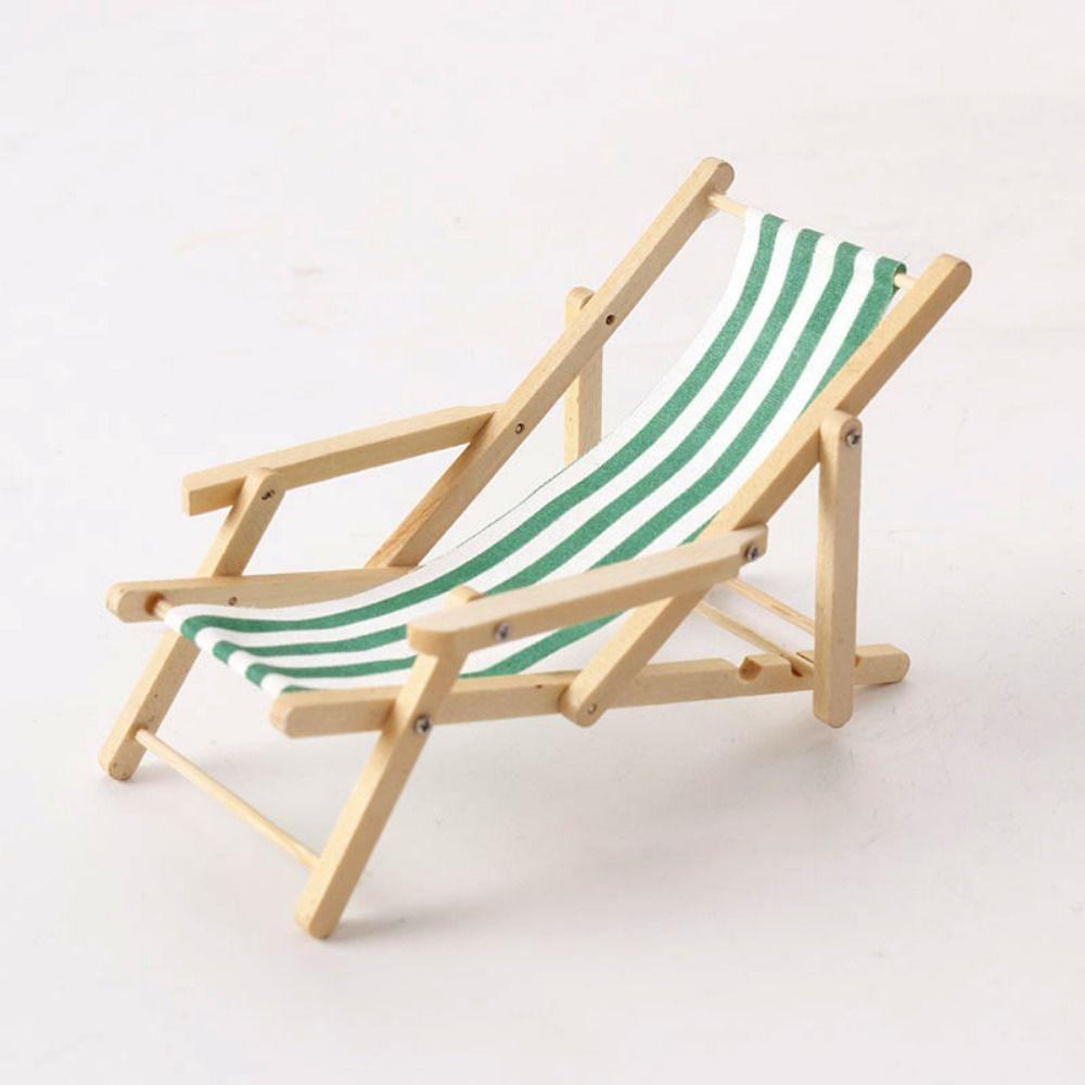 Wooden 1/12 Dollhouse Chair Multicolors Summer Vacation Beach Chair  For OB11 Doll