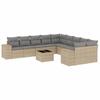 Vidaxl 11-Cz. Garden Furniture Set With Cushions, Beige, Poly Rattan