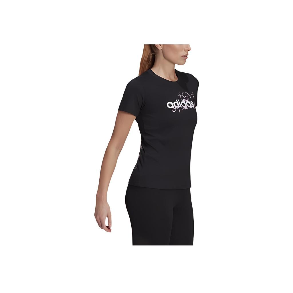 Adidas Heart Logo Letter Print American Vintage Fitness Training Comfortable Trendy Casual Sports Crew Neck Short Sleeve T-Shirt Women Tops GL6844
