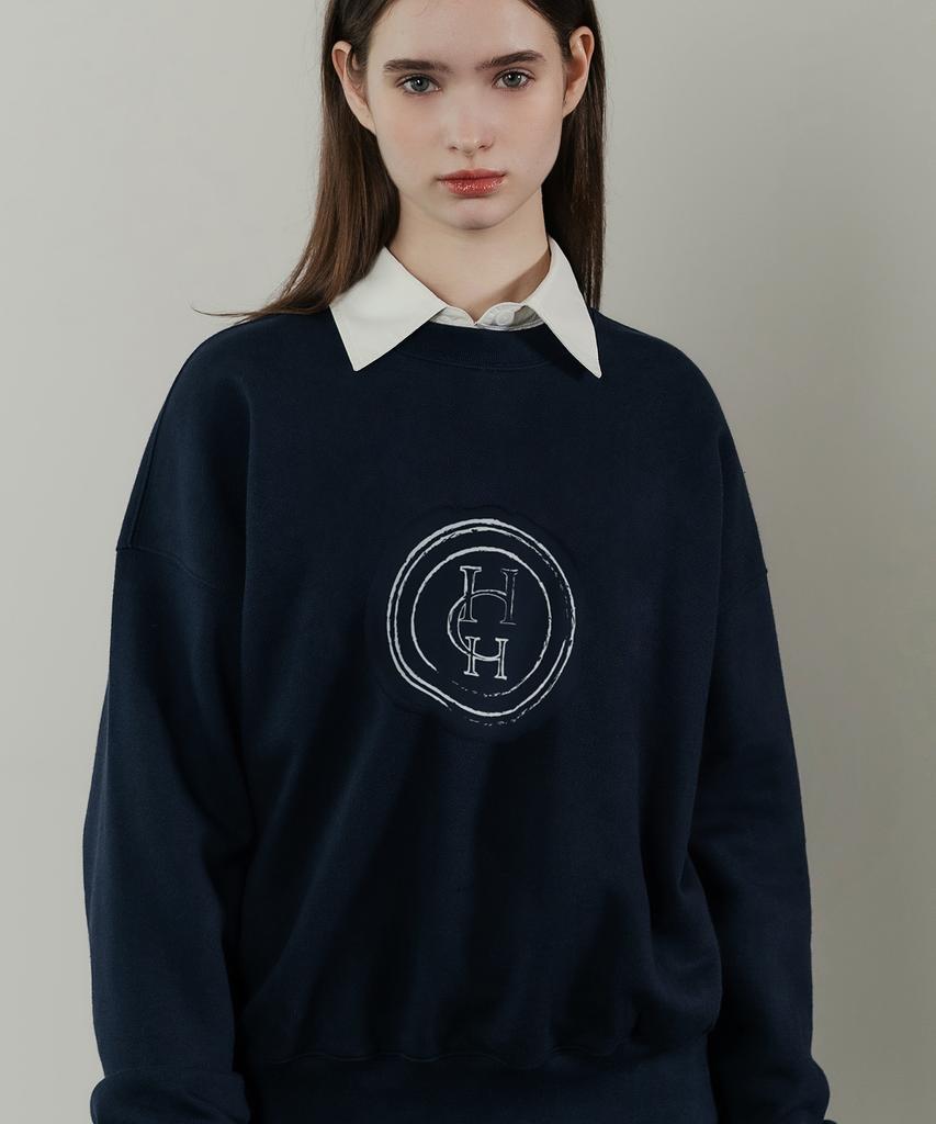 HARDCORE HAPPINESS Round Combination Sweatshirt_Navy
