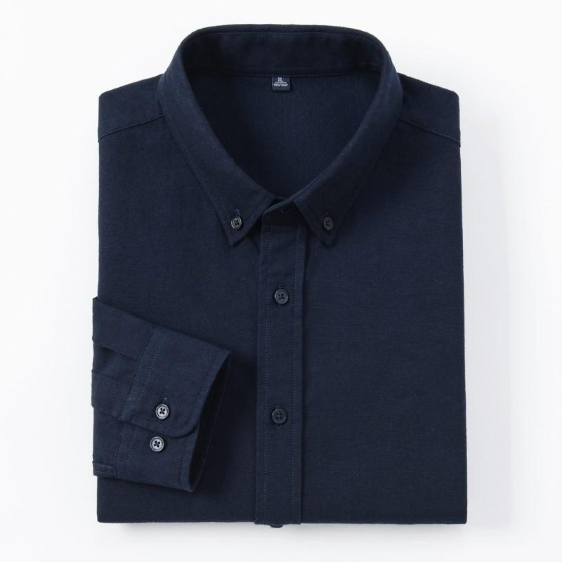 

Men s Slim-Fit Oxford Cotton Shirt: Long Sleeves, Casual Breathable Fabric, Exquisite Craftsmanship, Brand with OEM Processing 4XL темно-синього кольору