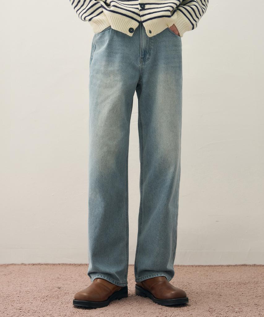 DRAW FIT Usual Semi-Wide Denim Pants [Dusty Blue]
