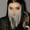 Long Tassels Face Mask Shimmering Rhinestone Mask with Adjustable Chain Crystal Fringes Mask Stylish Jewelry Accessory