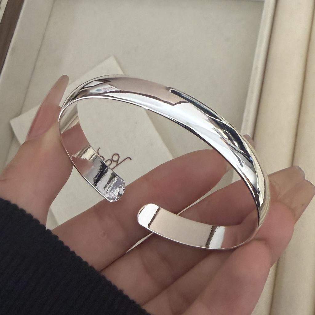 100% Solid 925 Sterling Silver Retro Bracelet for Women Men Vintage Handmade Narrow Simple Wave Bracelet Birthday Gift