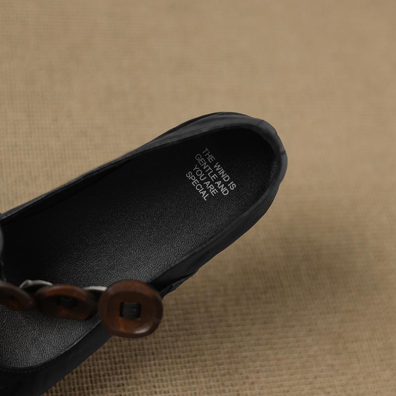 Mode Damen neue Leder Schafsleder runde Zehenpartie lockere Schnalle mit bequemem niedrigem Absatz Mary Jane Schuhe Mode Einzelne Schuhe