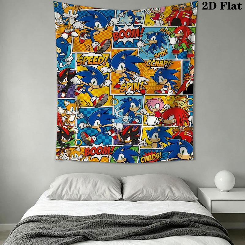 Hedgehog Sonic Speed Wall Hanging Printed Fabric Blanket Decorative Tapestries for Bedroom Living Room Home Decor