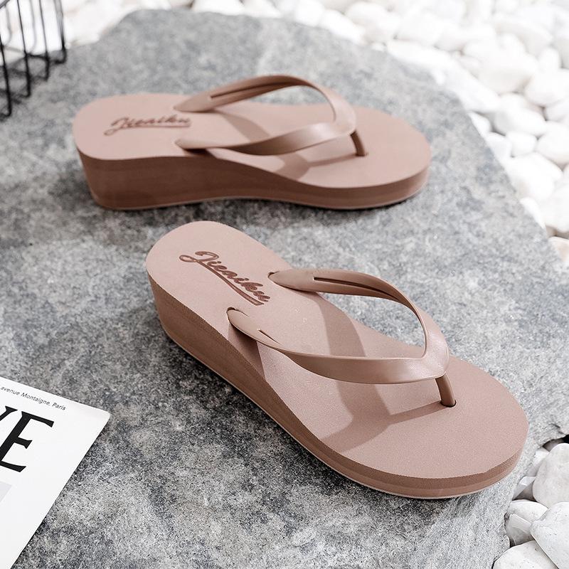 2024 Women's Summer Wedge Flip-Flops: Casual, Thick-Soled High Heel Sandals for Outdoor Beach Wear