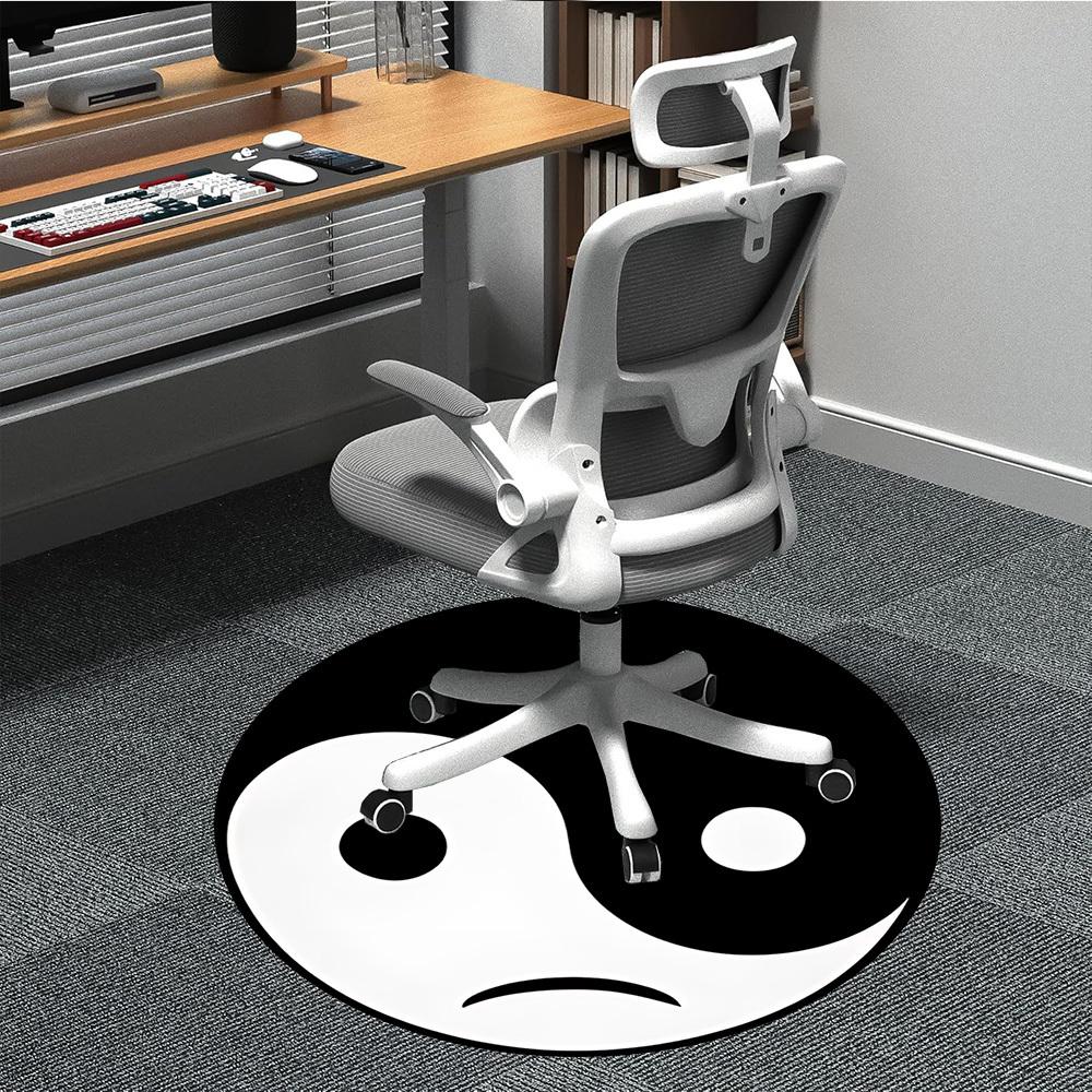 1pc Yin Yang Symbol Chair Carpet for Office Non-Slip, Machine Washable Rug for Office, Room - Holiday Decor, Machine Made yy251016081