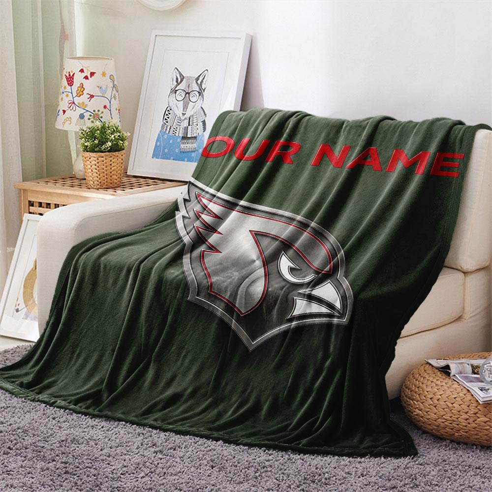 Custom Name,Arizona Cardinals Printed Flannel Blanket, Soft Throw for Bedroom Sofa, Washable, Christmas Present, Great Gift.