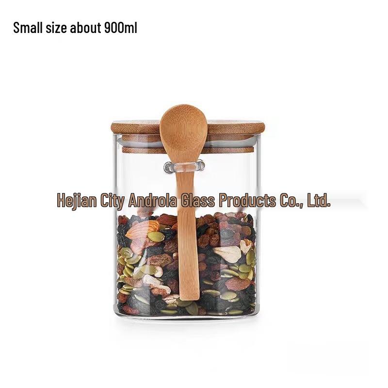 

UOSU Square Glass Sealed Storage Jars with Spoons (900ml, Set of 2)