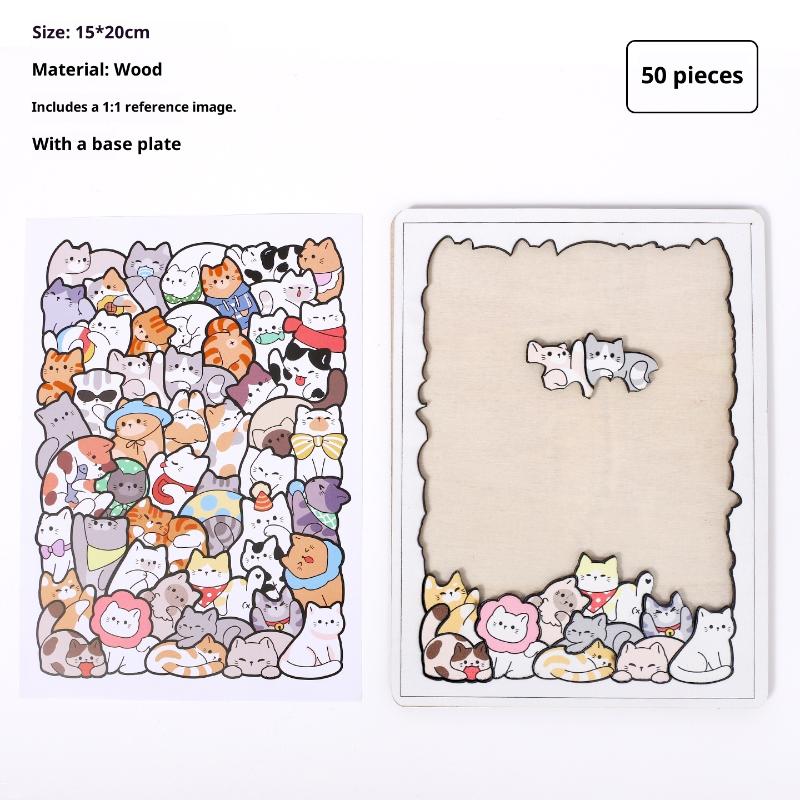 1 Juego Gatos Dinosaurio Oso Juguete Educativo Para Niño Animal Rompecabezas de Madera Rompecabezas Apilables Juguetes Niños Niñas Regalos Decoración de Navidad