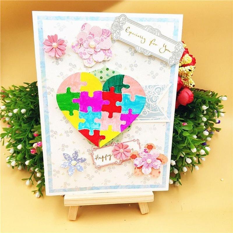 Love Puzzle Metal Cutting Dies Cut Die Mold Creative Puzzle Love Decoration Scrapbook Paper Craft Knife Mould Blade Punch Stencils