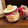 Cute Cartoon Mug with Lid Spoon Ceramic Cup for Girls with High Appearance Office Water Cup Practical Birthday Gift
