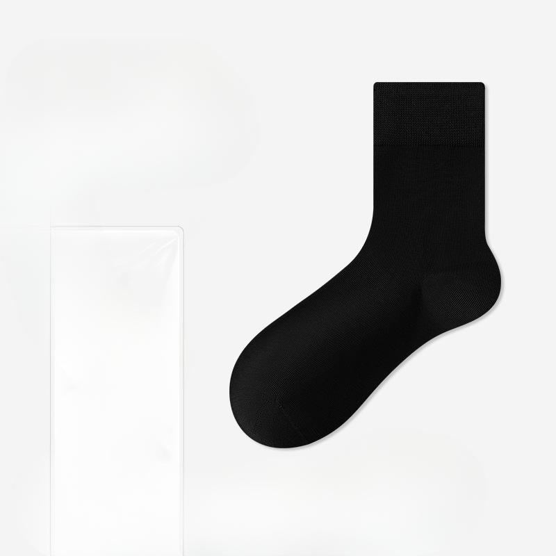 Men's Spring and Autumn Business Pure Color Cotton Deodorant Sweat Absorption Breathable Boneless Tube Socks