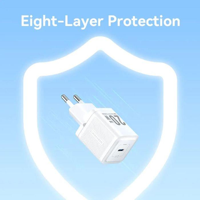 Chargeur de charbon - VENTION - FEPL0-EU - 20W - Type-C - Smart Charging - Bleu