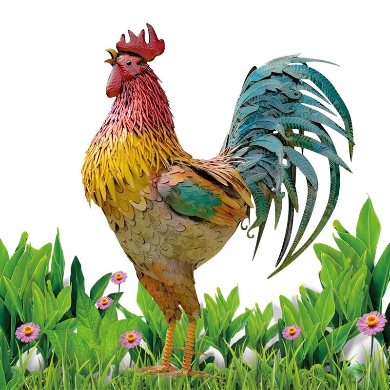 

30cm Garden Metal Iron Rooster Statue Garden Chicken Sculpture Outdoor Statues Animal Decorations Porch Sign Lawn Ornament China Mainland