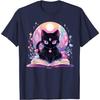 Book Lover Crystal Witchy Cute Black Cat Kawaii Pastel Goth T-Shirt