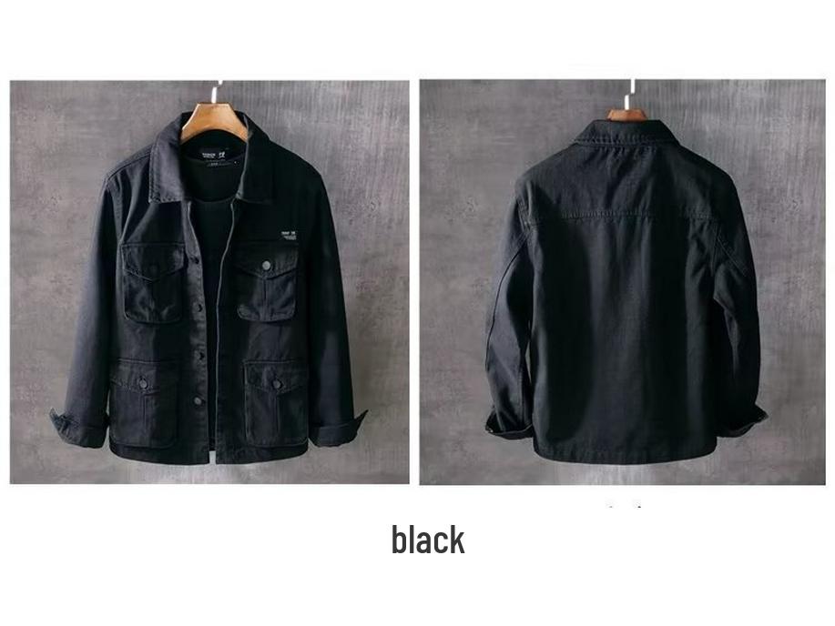 Men's Washable Multi-Pocket Casual Jacket - Loose Fit, Japanese Style, Spring/Autumn