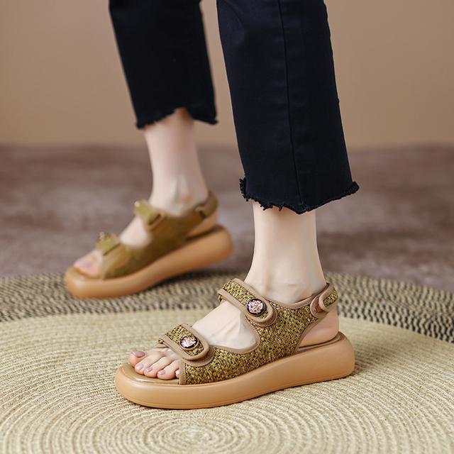 

Женская обувь, сандалии из натуральной кожи, римские туфли на плоской подошве, кожаные туфли среднего размера, повседневные однотонные туфли из коровьей кожи 4 см 39 жёлтый