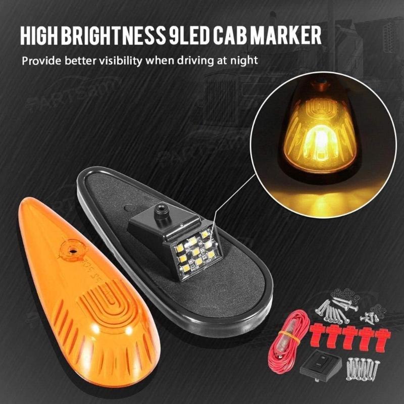 5Pcs Roof Running Top Marker Lights Cab Lights Teardrop Cab Lights Waterproof Truck Cab Marker Lights for Truck