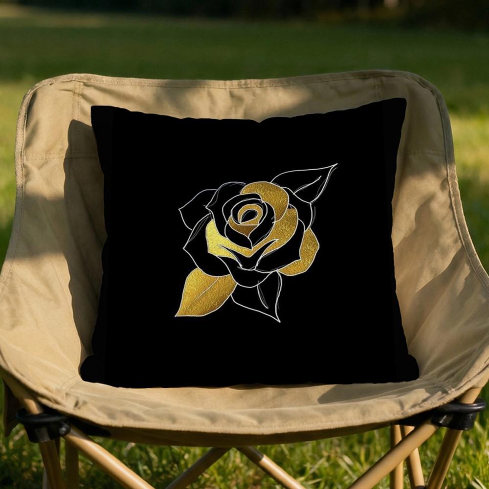 Golden Leaf Pattern Cushion Cover Soft Reversible  Durable Pillow Cover  MultiScene Use for Home  Car Daily Comfort