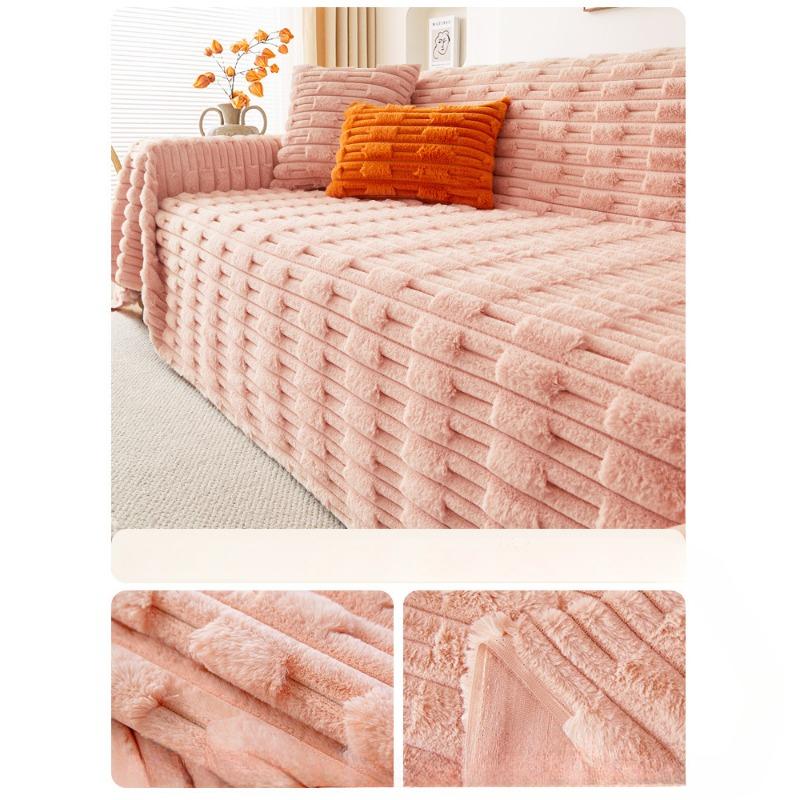 Sofa Cover Cloth Cream Wind Winter Thickened Fleece Leather Sofa Cover New 2024 Warm Sofa Cushion