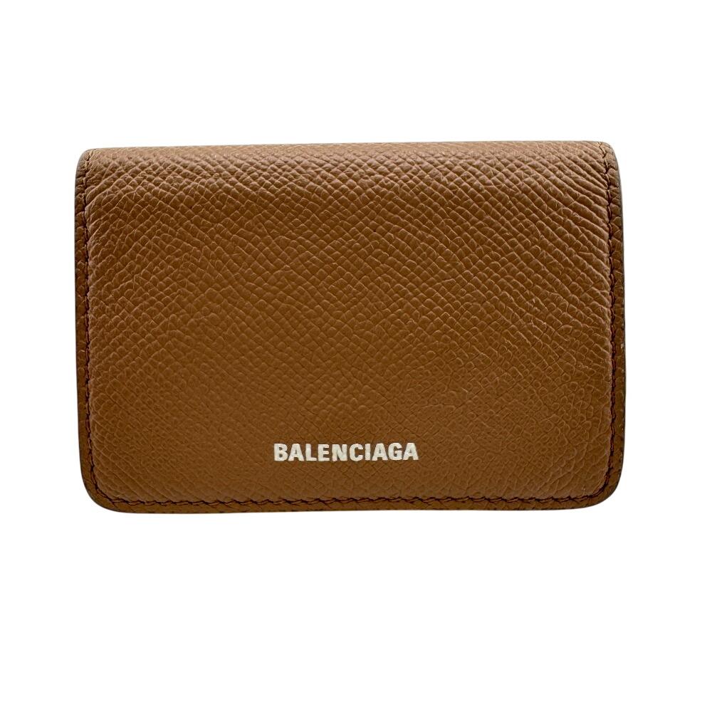 Balenciaga 558208 Компактный кошелек кожаный Тройной кошелек бежевая кожа Женский Б/у